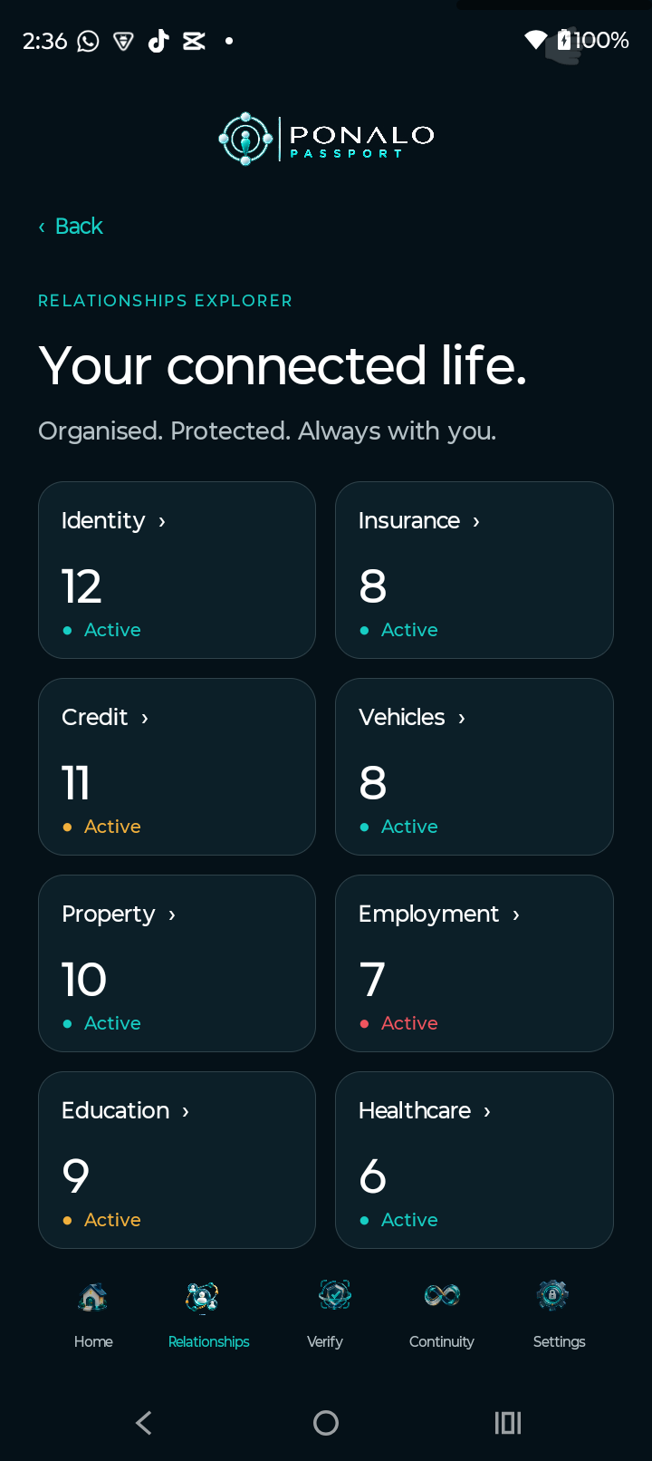 PONALO Passport mobile relationship explorer